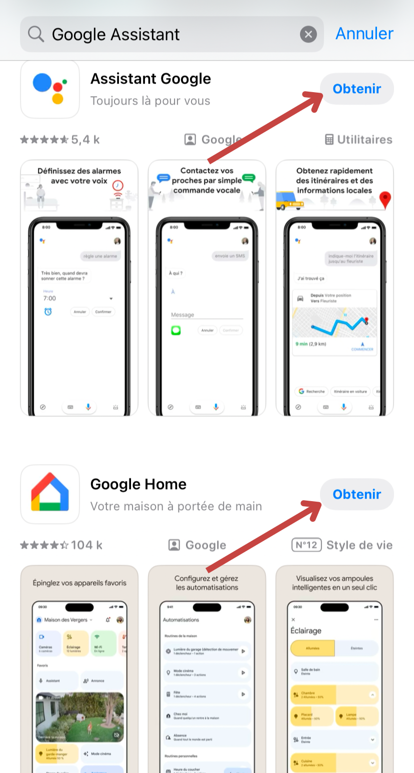 Téléchargez l’application Google Home ou Google Assistant depuis le Play Store de Google.